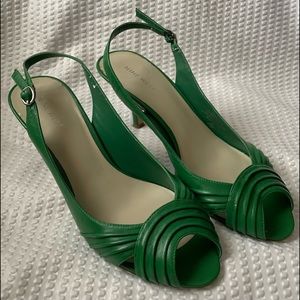 Nine West Falcoin green peep toe sling back sandals